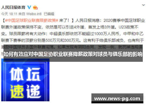 如何有效应对中国足协职业联赛降薪政策对球员与俱乐部的影响