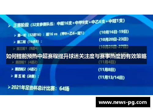 如何提前预热中超赛程提升球迷关注度与赛事热度的有效策略