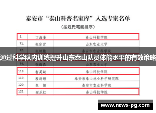 通过科学队内训练提升山东泰山队员体能水平的有效策略